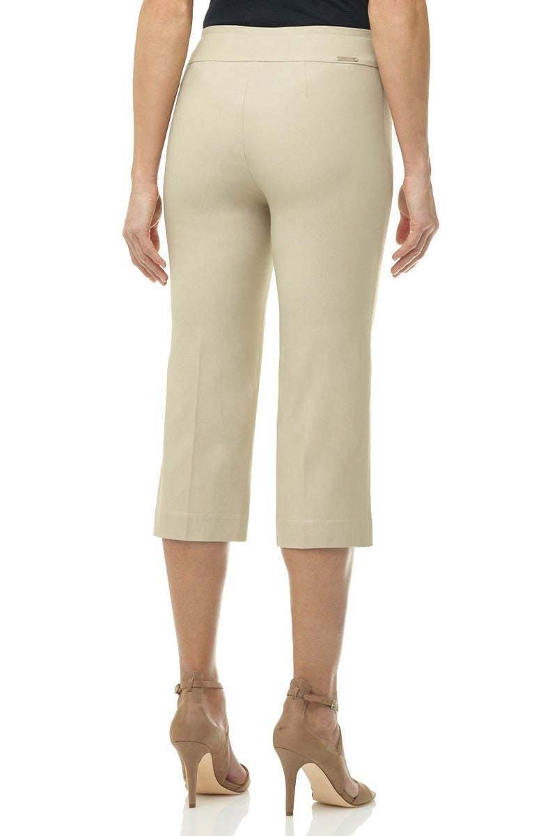 Rekucci Womenâ€™s Comfort Stretch Pull-On Capri Pants with Button Detail â€“ Everyday Casual Wear (10, Stone) - Image 3